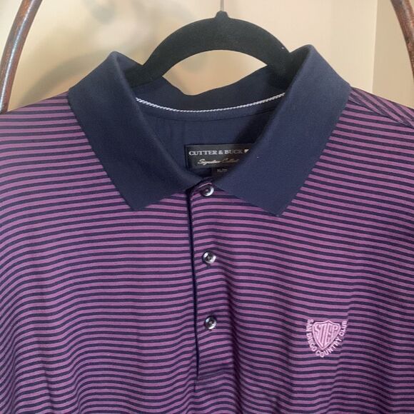 Purple Striped Cutter Buck Golf Polo - Picture 5 of 5